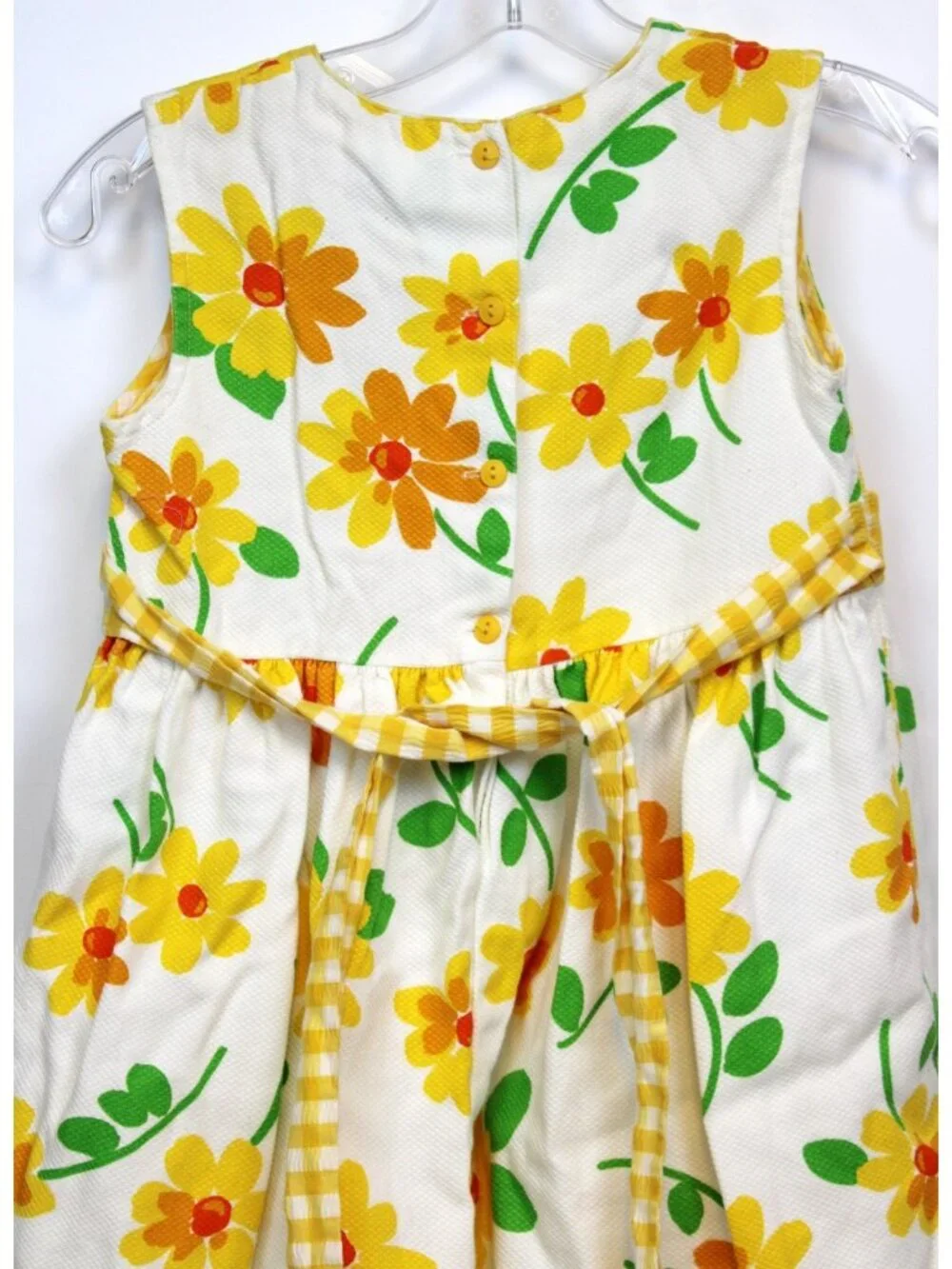 Catherine Rebecca White Yellow Floral Dress z 8 Spring Summer Waffle Knit Gingha